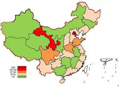 图表 3 单位案件罚没金额地图分布(万元/件)