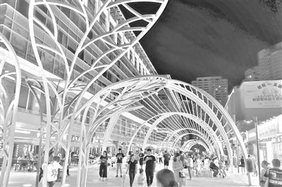 天津市市级夜间经济示范区之一、时代奥城的夜间景象。记者 李鲲 摄