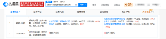 贾国龙之子入股西贝旗下公司成控股股东，此前其自创品牌壮壮酒馆主营西北菜，客单价300元-500元