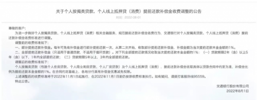 交行火速撤下“提前还款收补偿金”公告