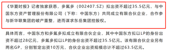 35亿参与新华联控股重整？多氟多：存在重大不确定性…