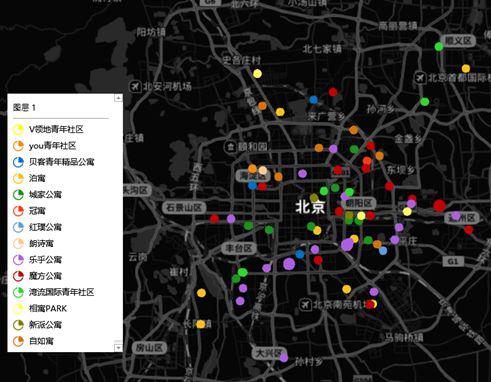 北京长租公寓分布图 图片来源：北京云房数据研究中心