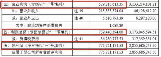 2012年利润表中显示的“上年数据”（也就是2011年数据）：