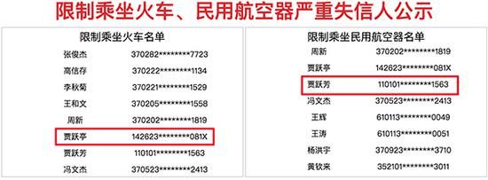 贾跃亭和贾跃芳被列入首批限制乘坐火车飞机名单