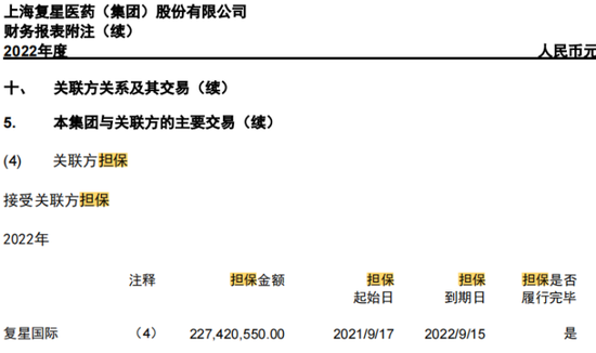 446亿的复星医药做了237亿的担保