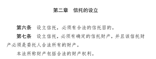 《中华人民共和国信托法》 图示来源:国家法律法规数据库