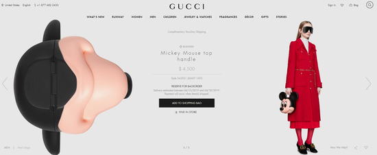 (这个4500美元的包包显然不是卖给学龄前儿童的,来源:Gucci)