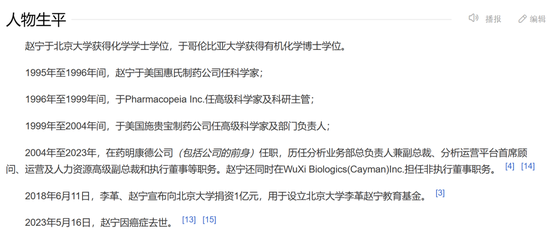 抗癌20年,药明康德联合创始人赵宁去世,年仅57岁