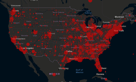 图片来源:Johns Hopkins University COVID-19 dashboard