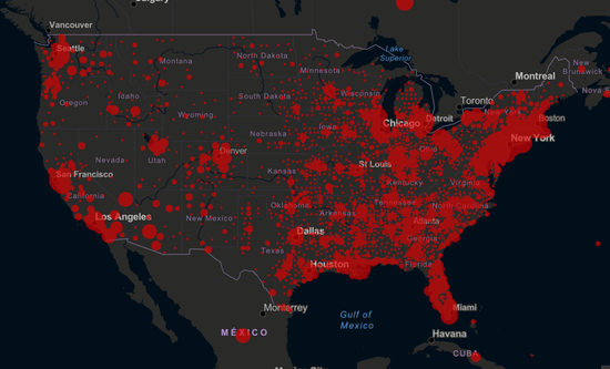 图片来源：Johns Hopkins University COVID-19 dashboard