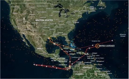 一艘3月21日自美国得州出发的LNG运输船起初驶向亚洲方向，后在4月1日调转航向，重新穿越巴拿马运河驶向欧洲直布罗陀。这一转向是当前国际LNG贸易的缩影。来源：路孚特船舶数据