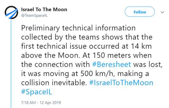 (SpaceIL官方推特截图)