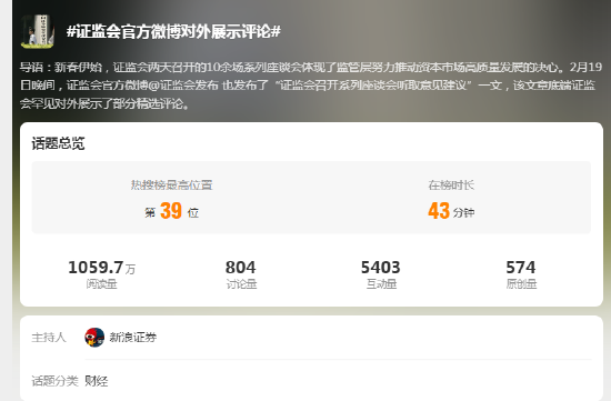 #证监会官方微博对外展示评论#冲上热搜！网友：广开言路！期待A股节节高