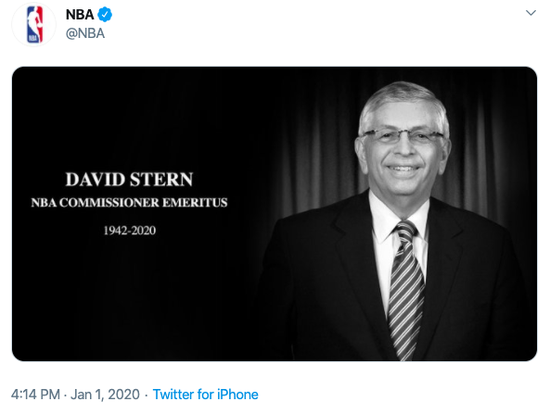 NBA前任总裁大卫-斯特恩去世 享年77岁