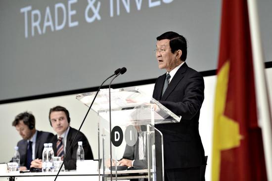 越南国家主席张晋创2013年在丹麦一次贸易与投资研讨会上讲话