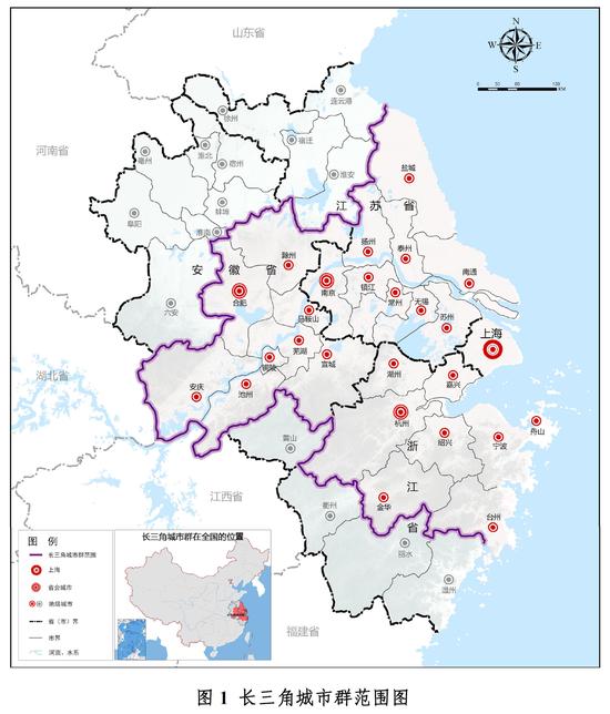 （长三角城市群范围）