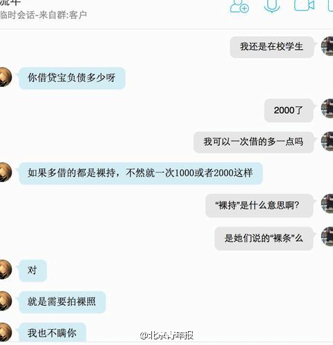 女大学生网贷被要求拍裸照抵押 借款周利息高