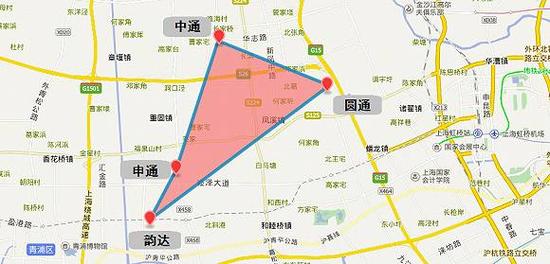 “通达系”企业总部位置示意图