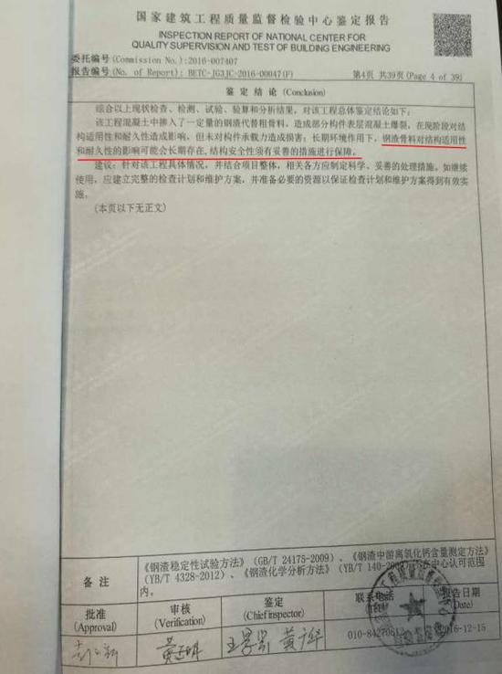 鉴定结果显示,钢渣混凝土对工程结构耐久性影响可能长期存在。