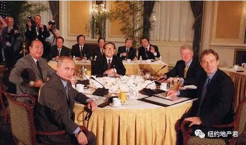 江泽民在华尔道夫酒店参加五大常任理事国国家元首午宴