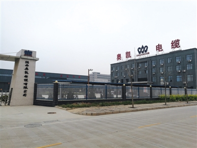 3月22日，奥凯电缆大门紧闭，厂区内空无一人。新京报记者 罗亦丹 摄