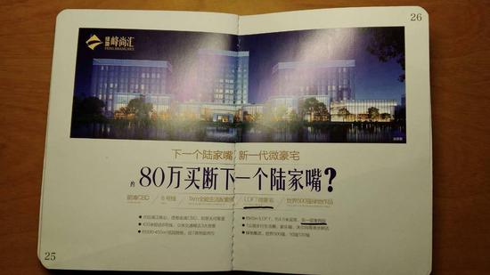 业主提供的峰尚汇传单,写有“LOFT微豪宅”