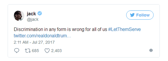 美科技大佬反对特朗普变性人参军禁令