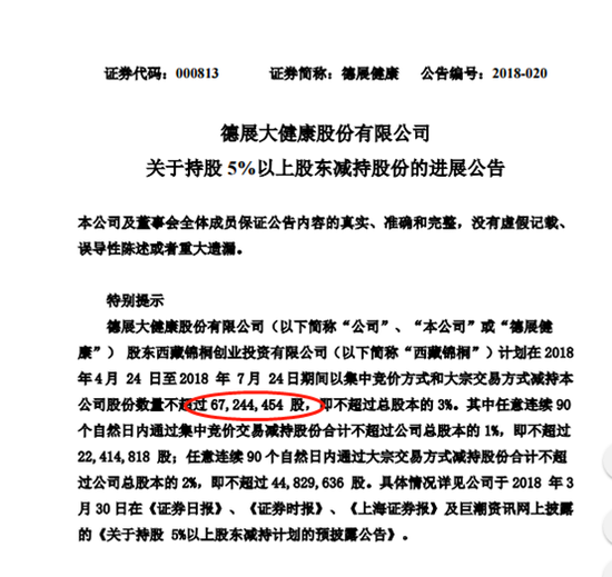 德展健康大股东吃相难看:公司回购2亿为接盘其