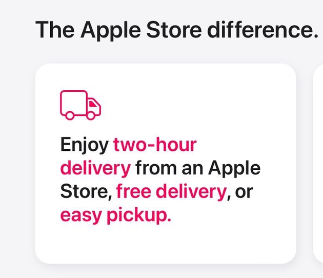 苹果美国等官网现已推出Apple Store零售店2小时“闪送”收费服务