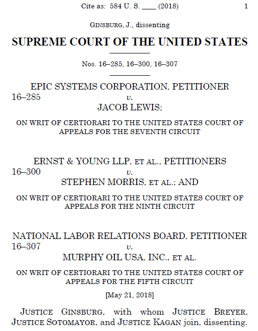 5月21日美国最高法院Ginsburg及其他三位大法官的少数派意见 来源：网络