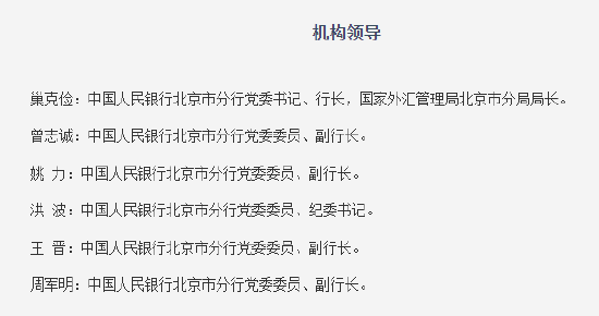 巢克俭出任中国人民银行北京市分行党委书记、行长