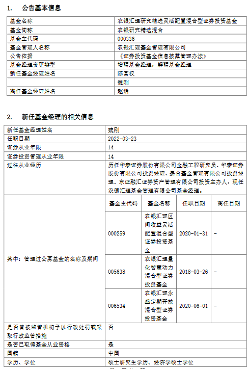 官宣!农银汇理基金赵诣离任4只产品基金经理,本人发文表示:“知易行难,永不懈怠”