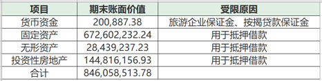 本报告期使用受限资产详情，来源：公司半年报