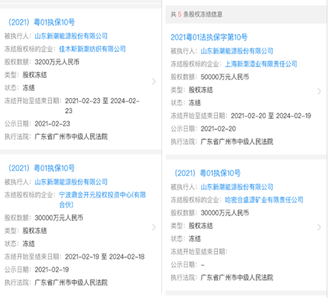 图3:新潮能源名下资产冻结信息