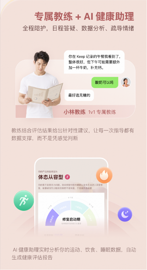 Keep推出产后身体恢复方案：定制训练饮食，专属教练与AI健康助理全程陪护