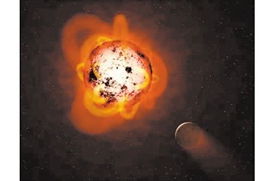 一颗行星绕红矮星运转艺术图。图片来源:物理学家组织网
