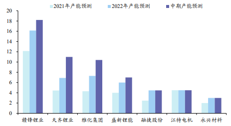 主要锂业上市公司产能情况