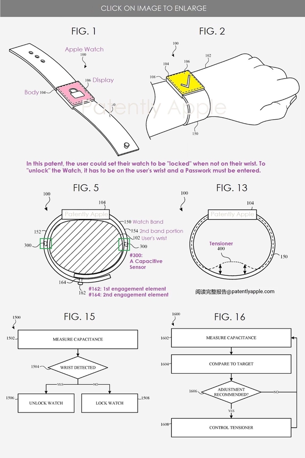 苹果Apple Watch新专利：可针对不同场景电动调整表带