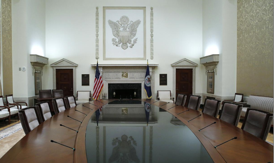 资料图片:2014年2月,美国华盛顿,美国联邦储备委员会总部内的一间会议室。