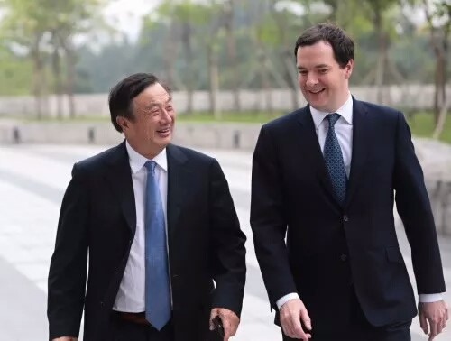2013年10月16日，任正非在华为深圳总部会见到访的英国财政大臣乔治•奥斯本。