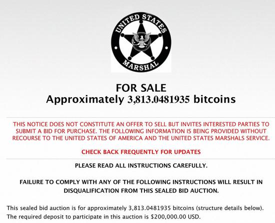法律赋予法警局的一项主要职责就是处置在联邦刑事案件中没收的资产。过去几年,该机构总共举办了六次比特币拍卖会。