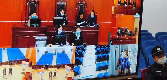 5名关押人员远程连线在看守所参加视频会议