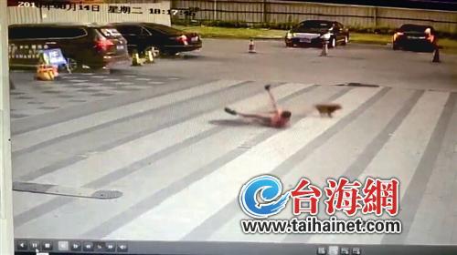 ◆视频显示,小男孩被一只小狗扑倒