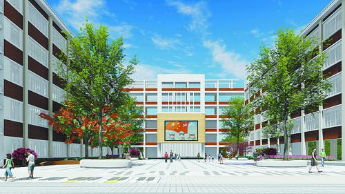 湖里实验小学教育集团附小校区校园提升工程今天将完工,图为效果图。