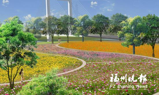 福清市湿地公园花海观景区效果图。