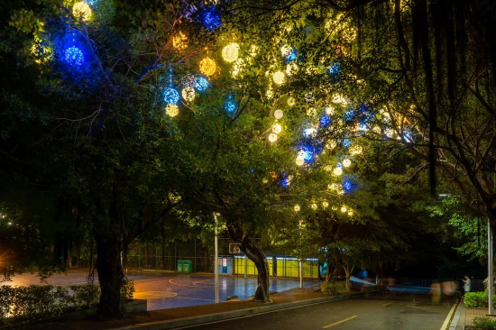 阳光学院夜景灯光改造工程现场效果&nbsp;（郑昊天 陈天博/摄）