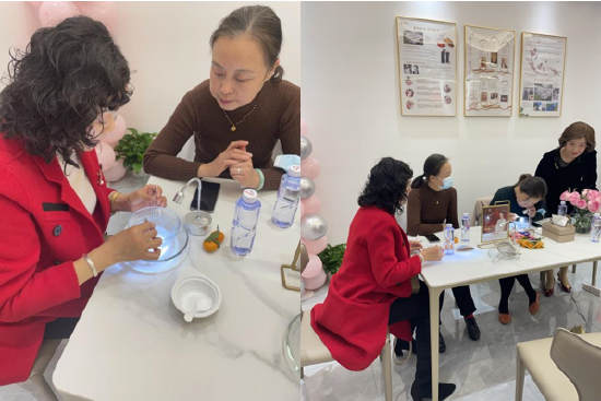 图:顾客现场体验手工挑毛