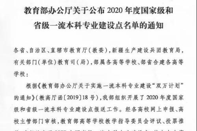 全国第三！阳光学院2个专业入选国家一流本科专业建设点