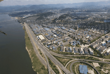 金山橘园工业园区项目A建成前后对比