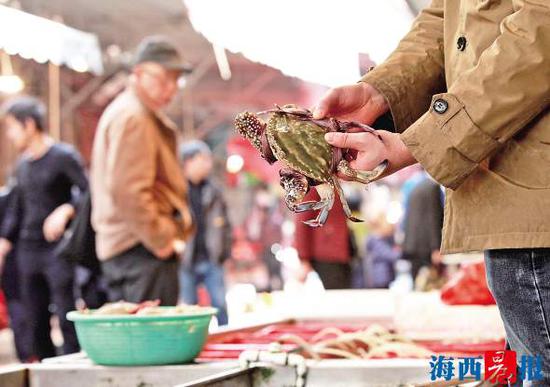 厦门八市的虾蟹近期迎来一波小幅涨价。记者 唐光峰 摄